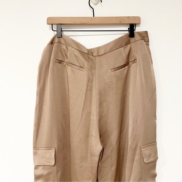 NWT Jonathan Simkhai Carolina Utility Cargo Revolve Satin Pants in Nutmeg 14 - Picture 6 of 10